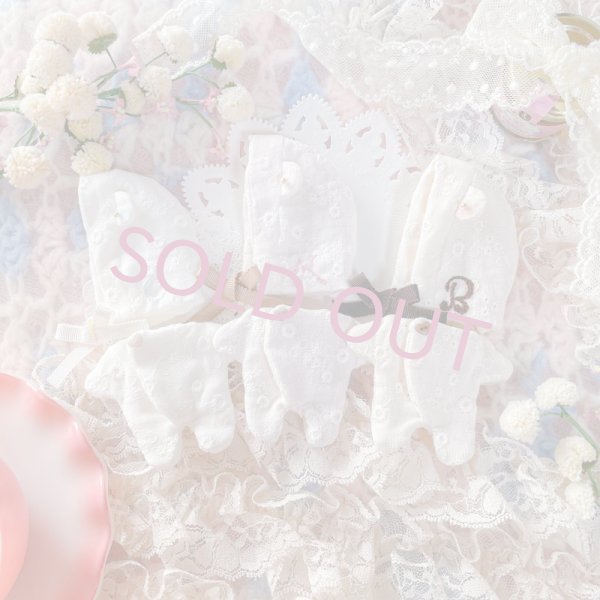 画像1: (10cm size)lace café bearrompers&bonnet set (1)